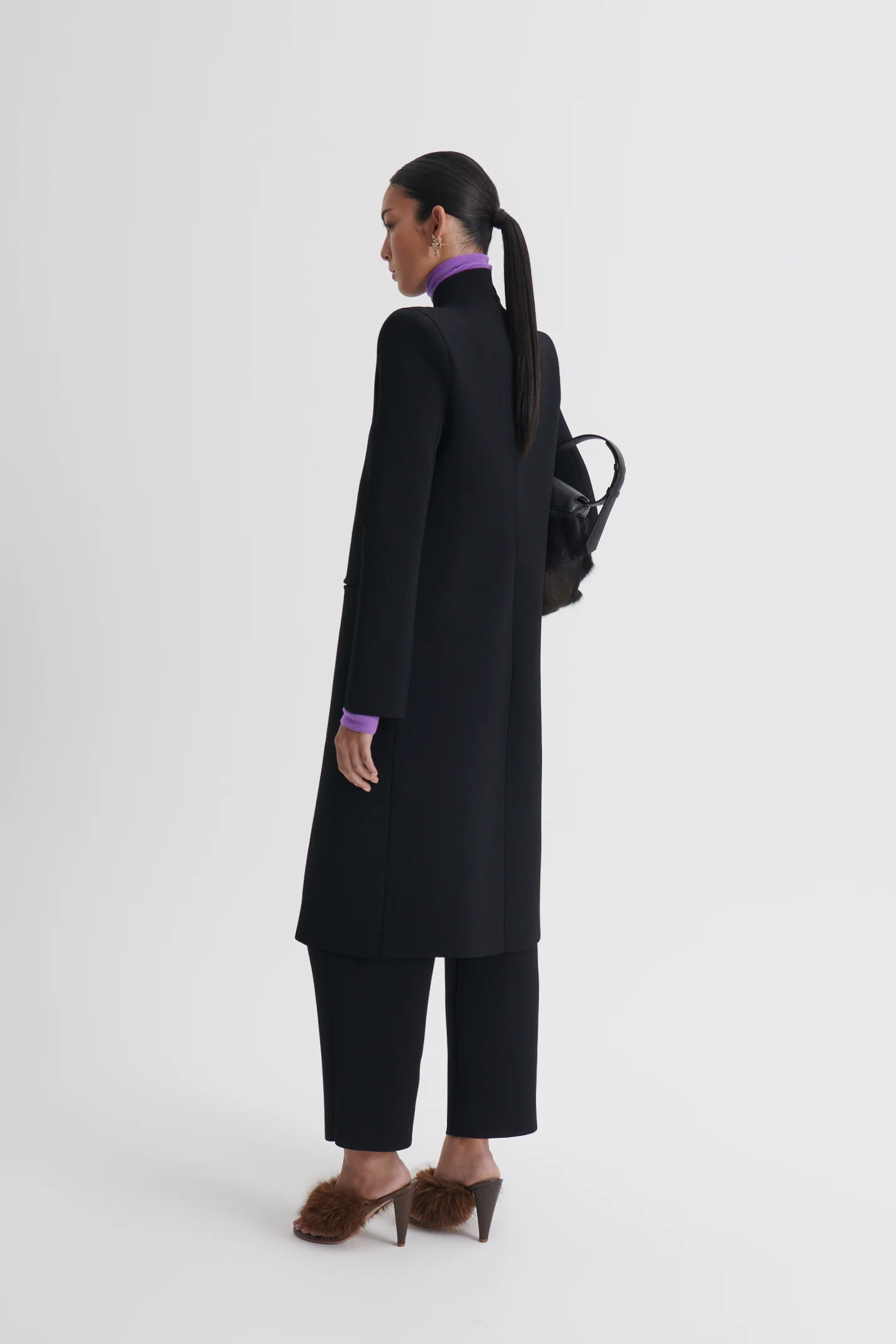 CREPE KNIT WRAP FUNNEL COAT - Image 5