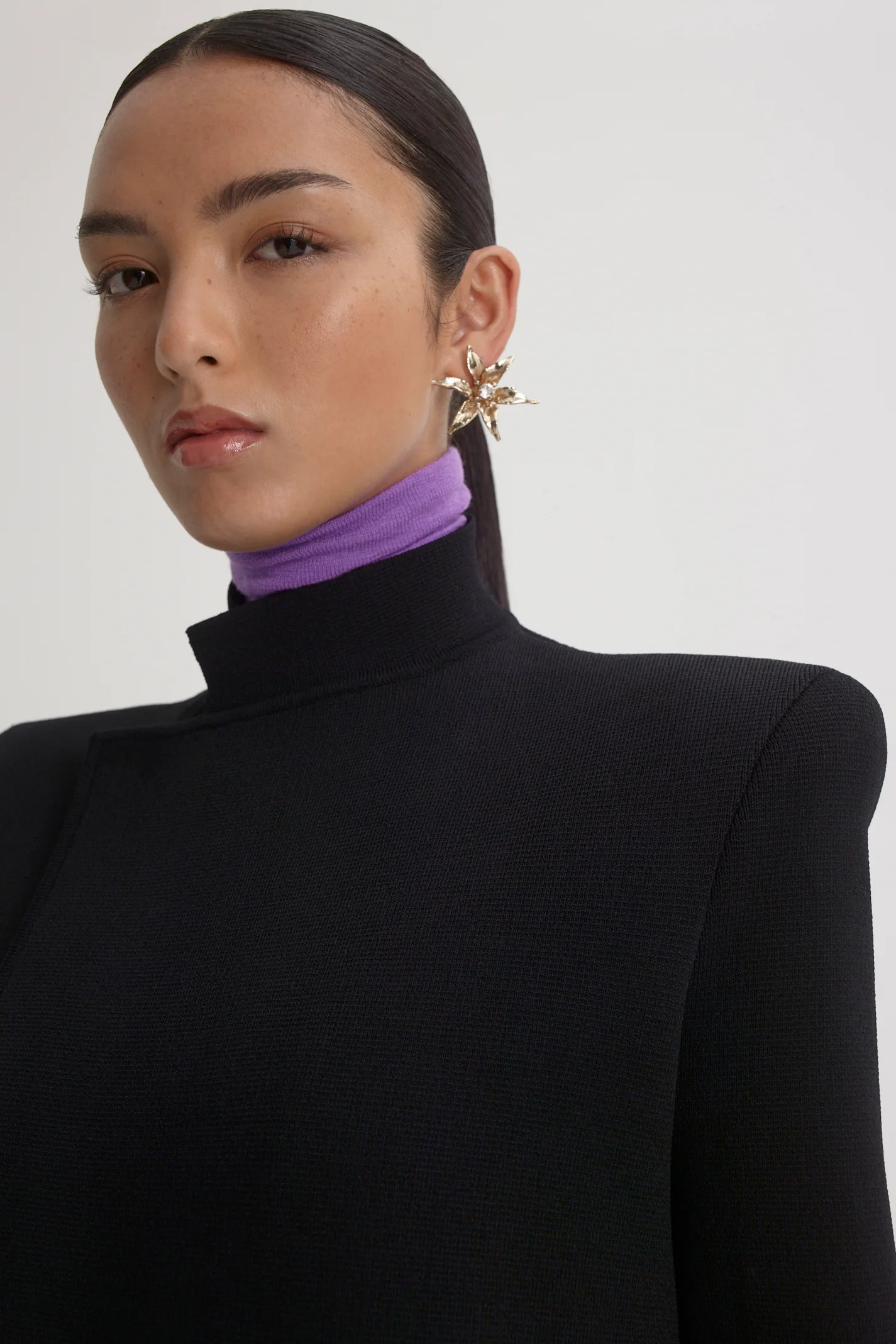 CREPE KNIT WRAP FUNNEL COAT - Image 7