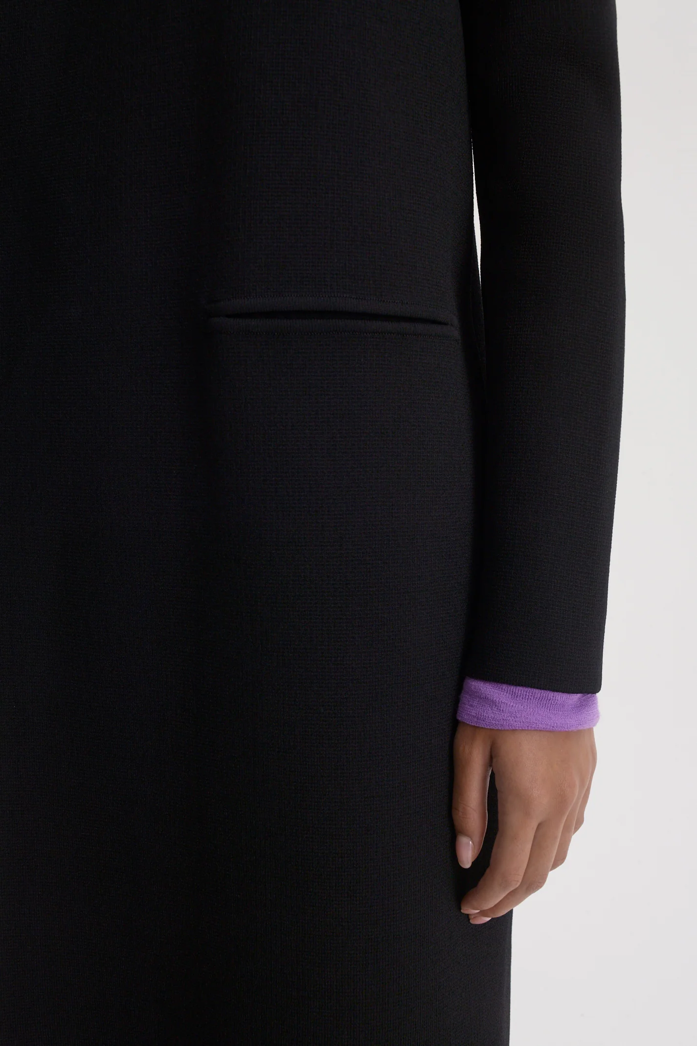 CREPE KNIT WRAP FUNNEL COAT - Image 8