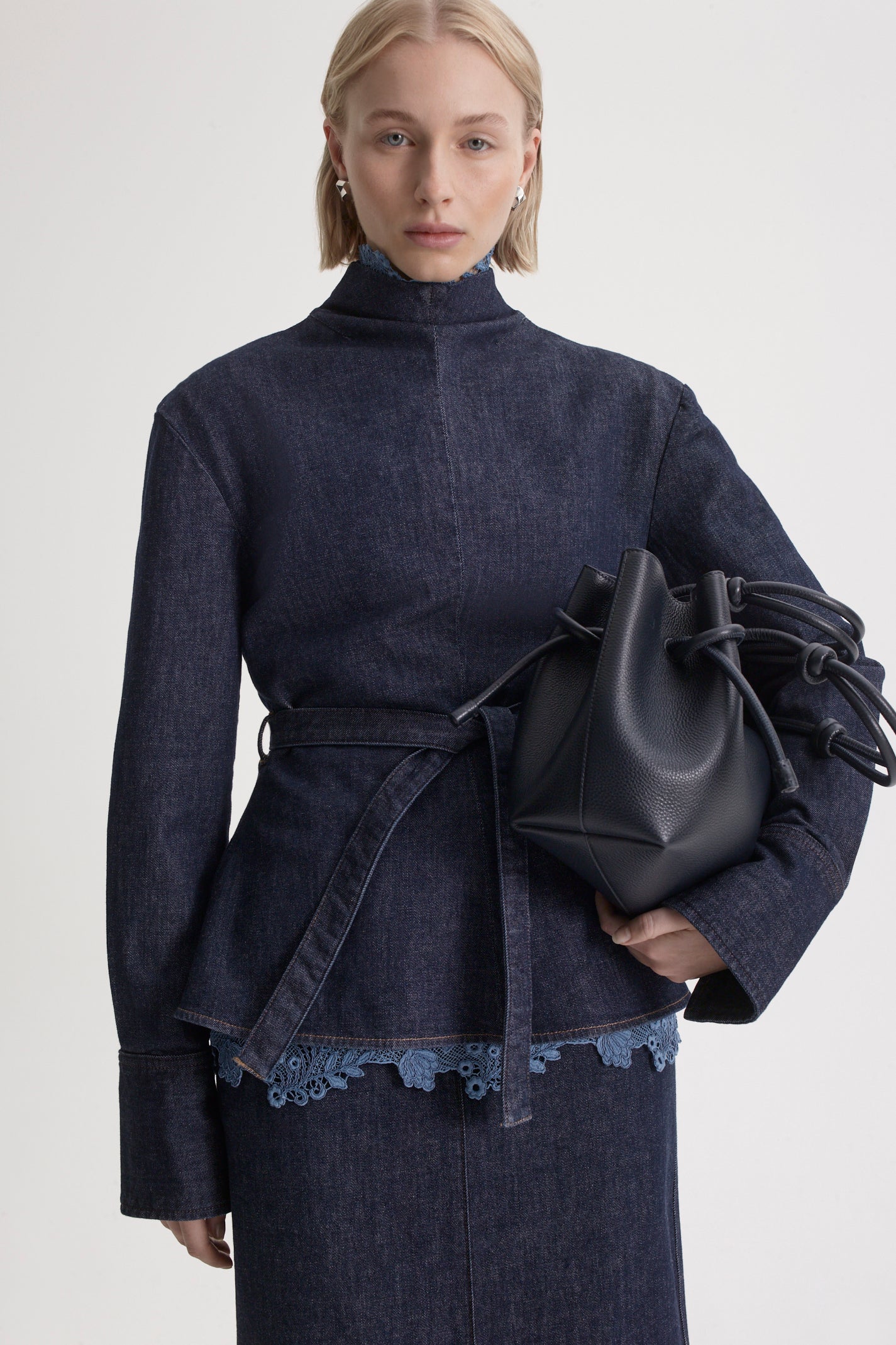 DENIM FUNNEL NECK TOP - Image 3