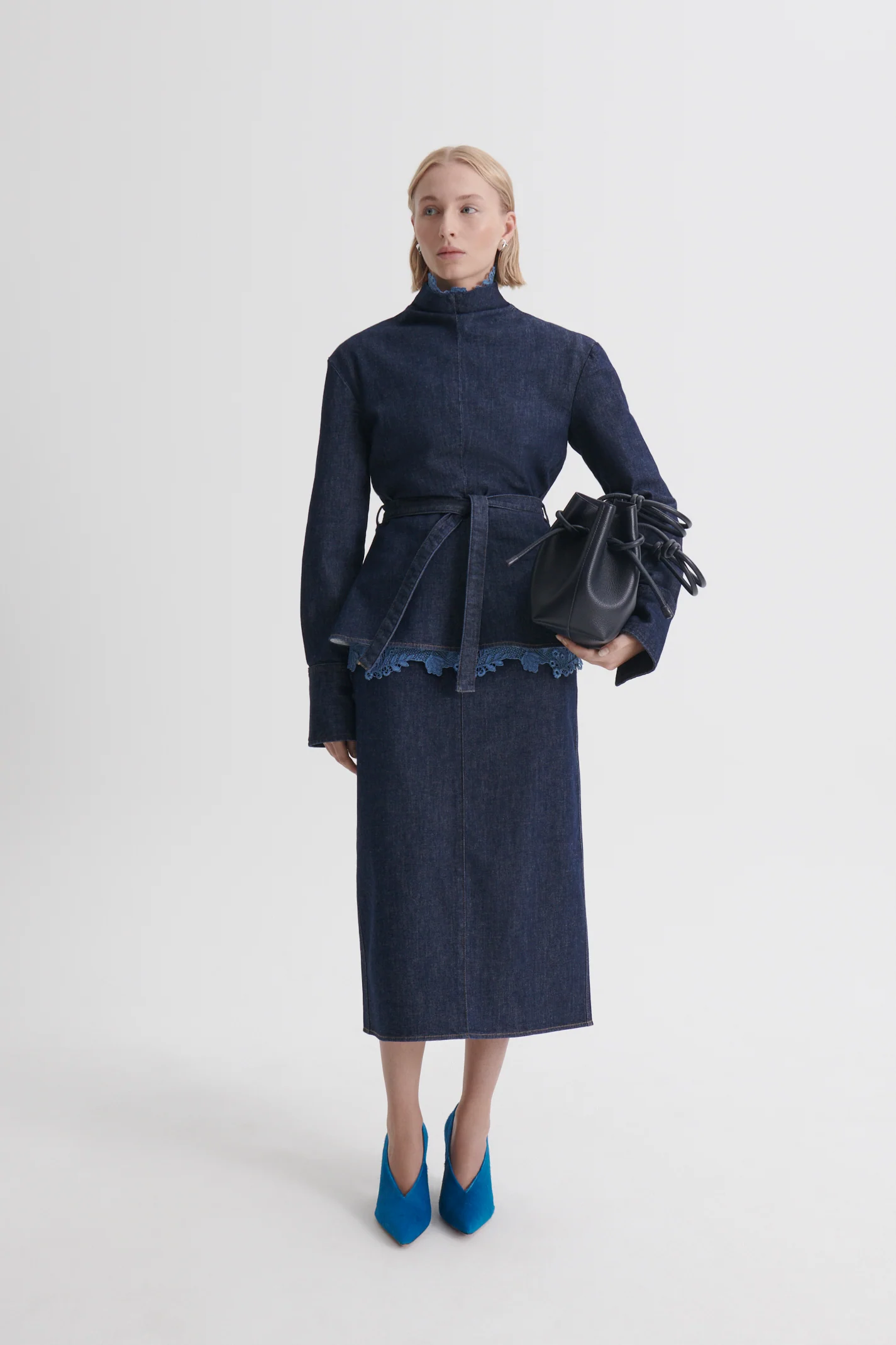 DENIM FUNNEL NECK TOP - Image 4