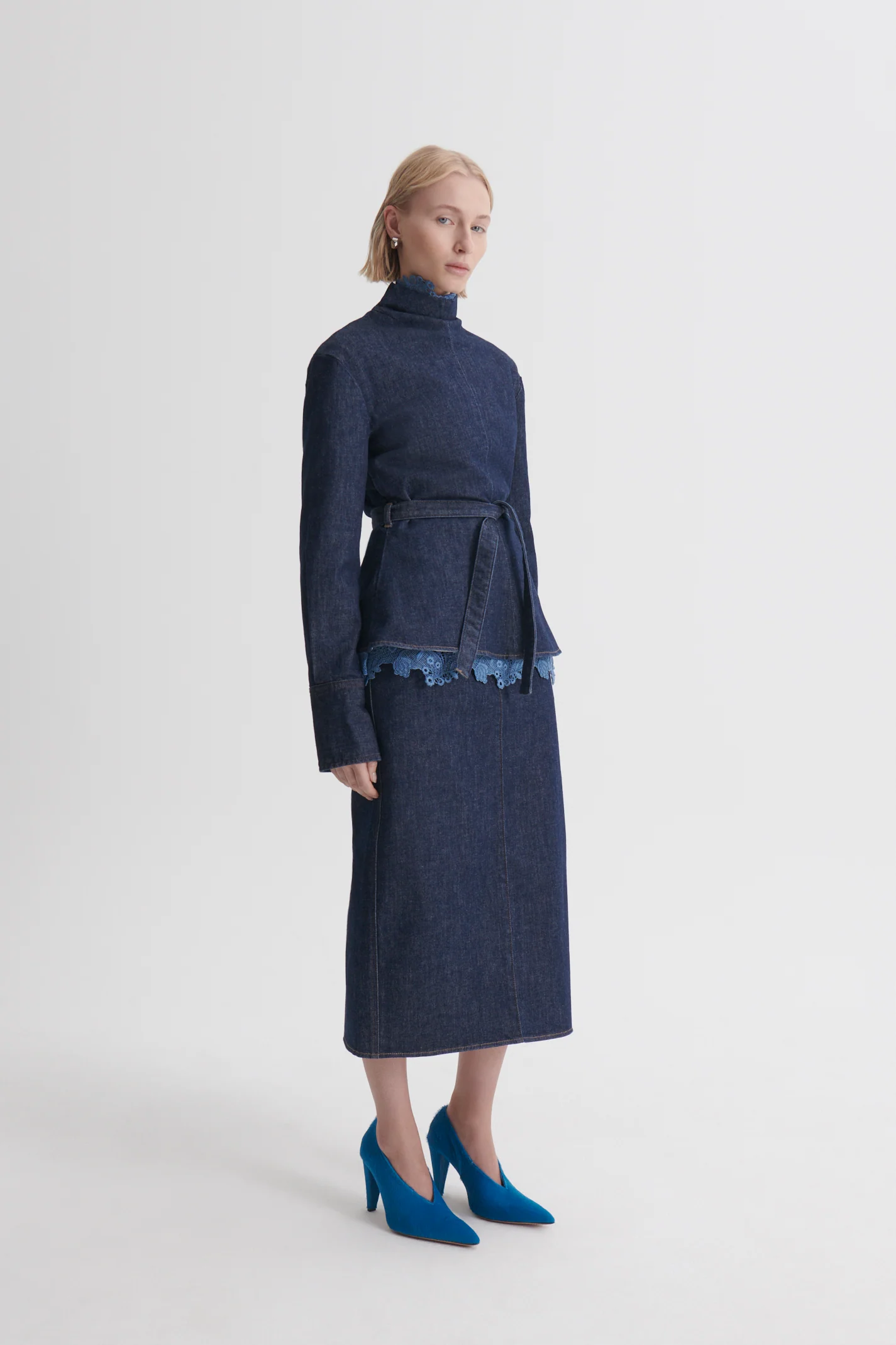 DENIM FUNNEL NECK TOP - Image 5