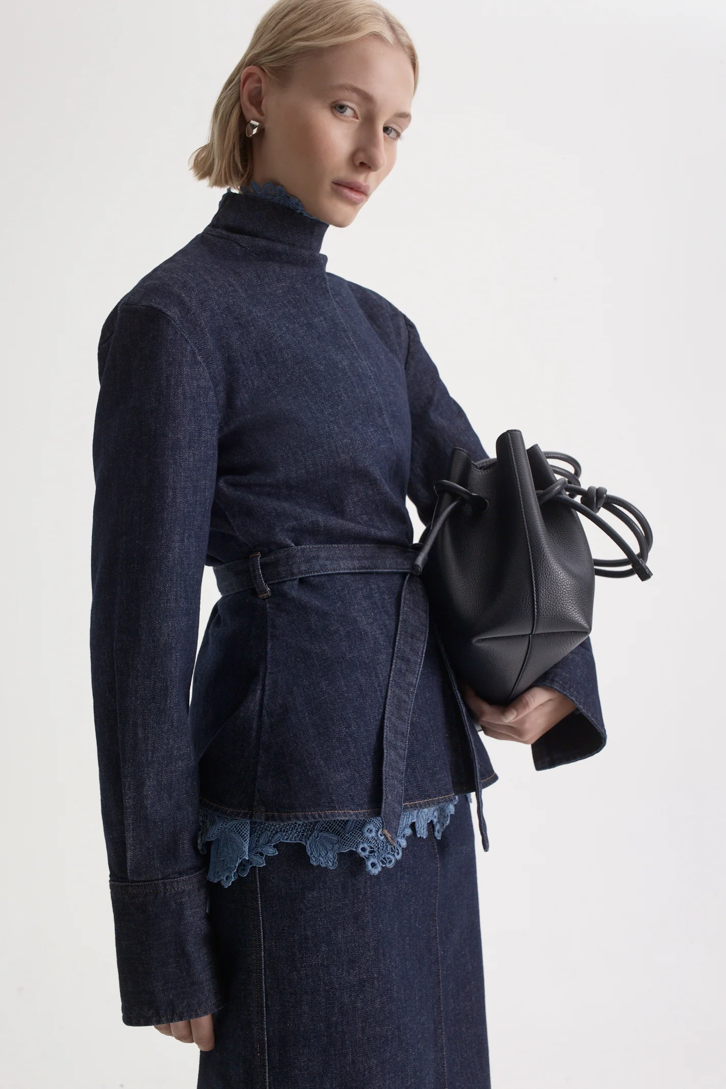 DENIM FUNNEL NECK TOP - Image 7