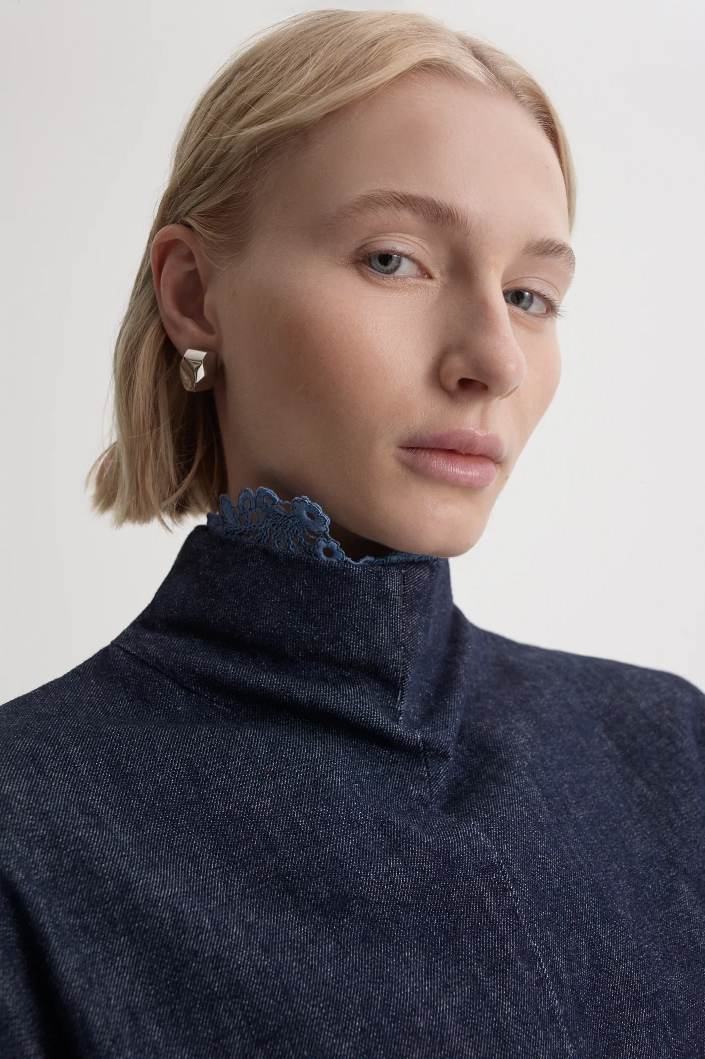 DENIM FUNNEL NECK TOP - Image 8