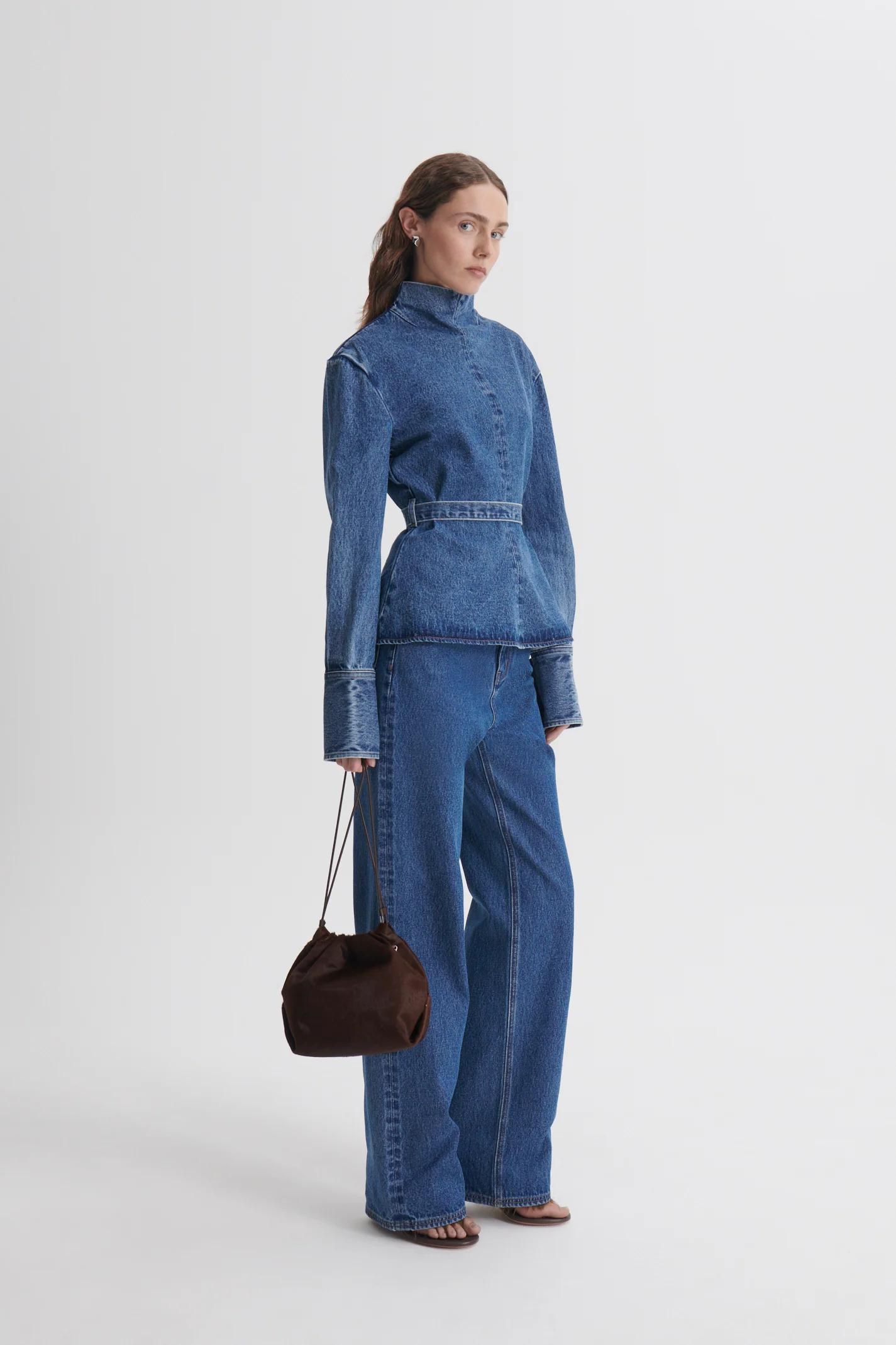 DENIM FUNNEL NECK TOP - Image 5