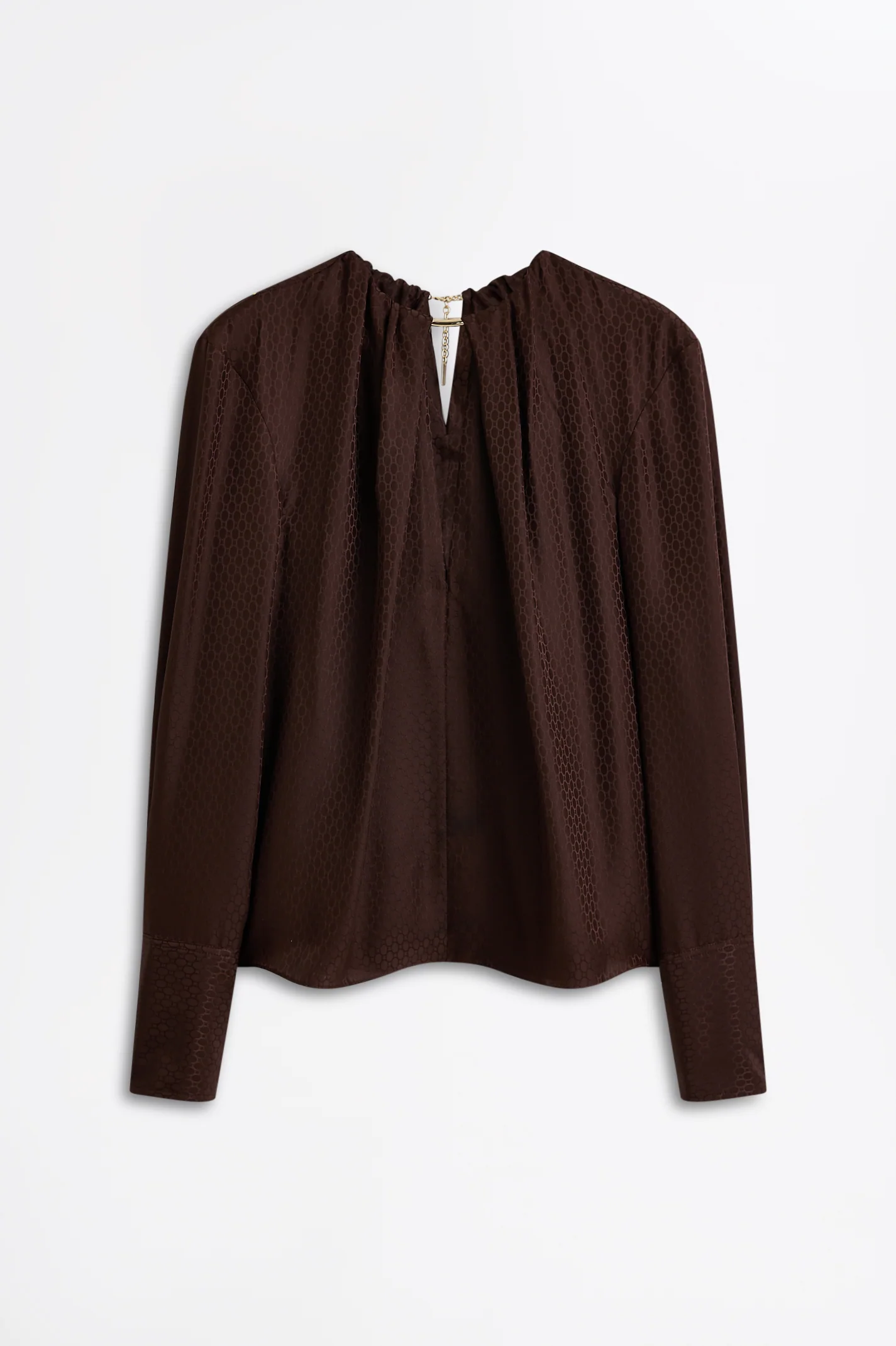 SILK CHAIN JACQUARD GOLD BLOUSE - Image 2